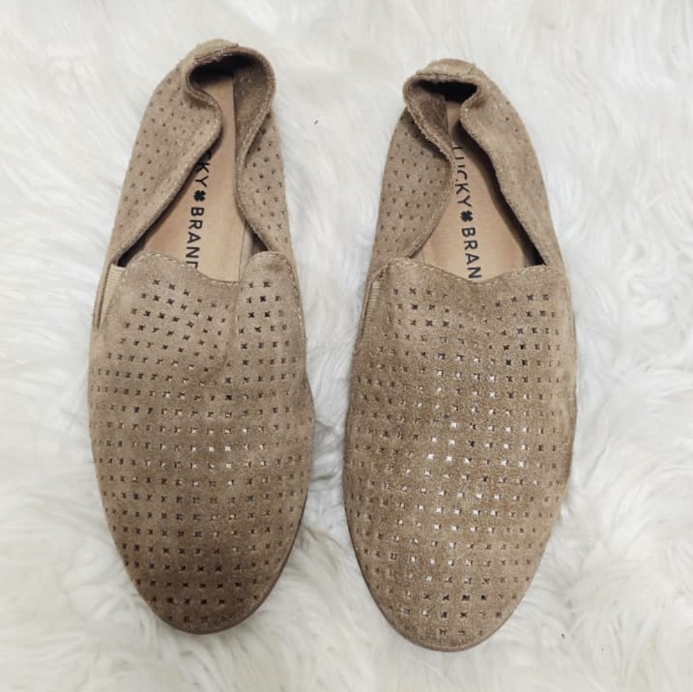 LUCKY BRAND CARTHY Flat Loafers Tan Taupe Women's Size 7.5 ✌️ - Picture 2 of 7